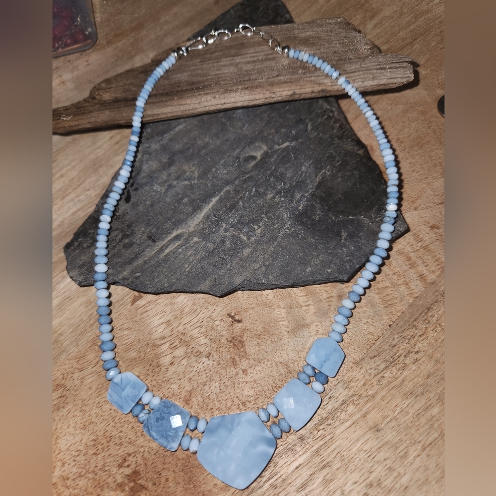 Jay King Blue Opal and Sterling Silver Necklace NWOT